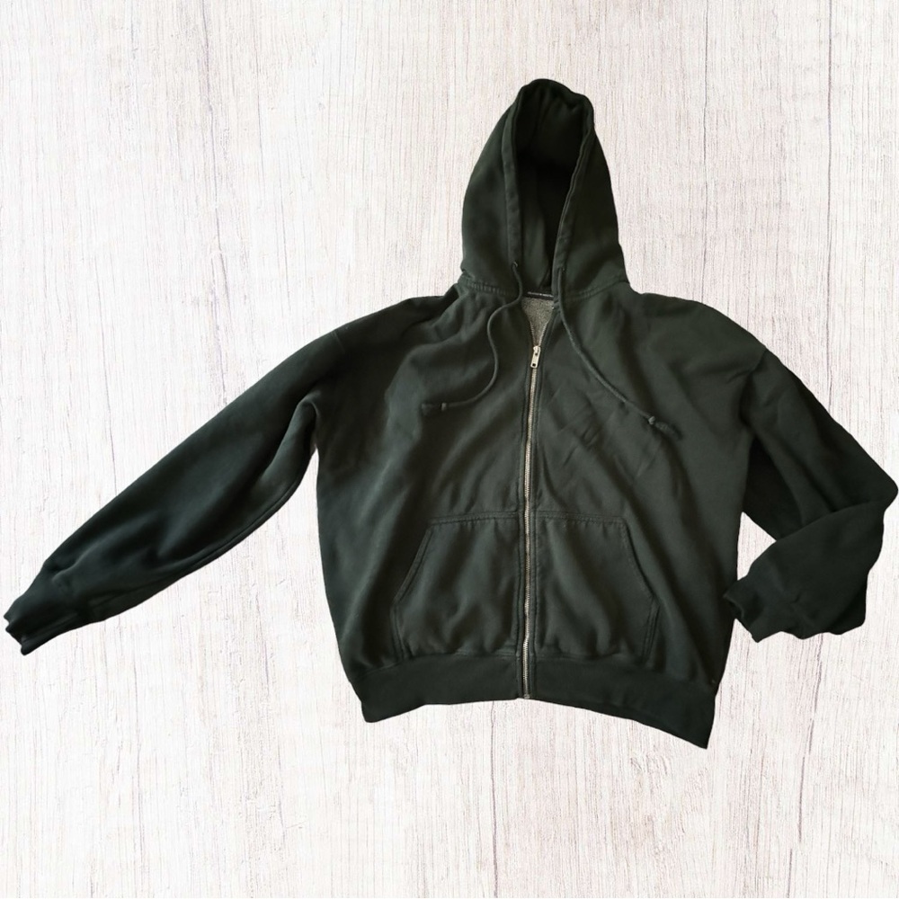 Brandy Melville Full Zip Christy Oversized Hunter Green Hoodie Sweatshirt OS